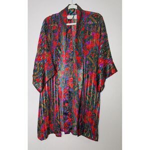 Vintage Gold‎ Label Victoria's Secret Short Robe Large Rose Floral Paisley Jewel